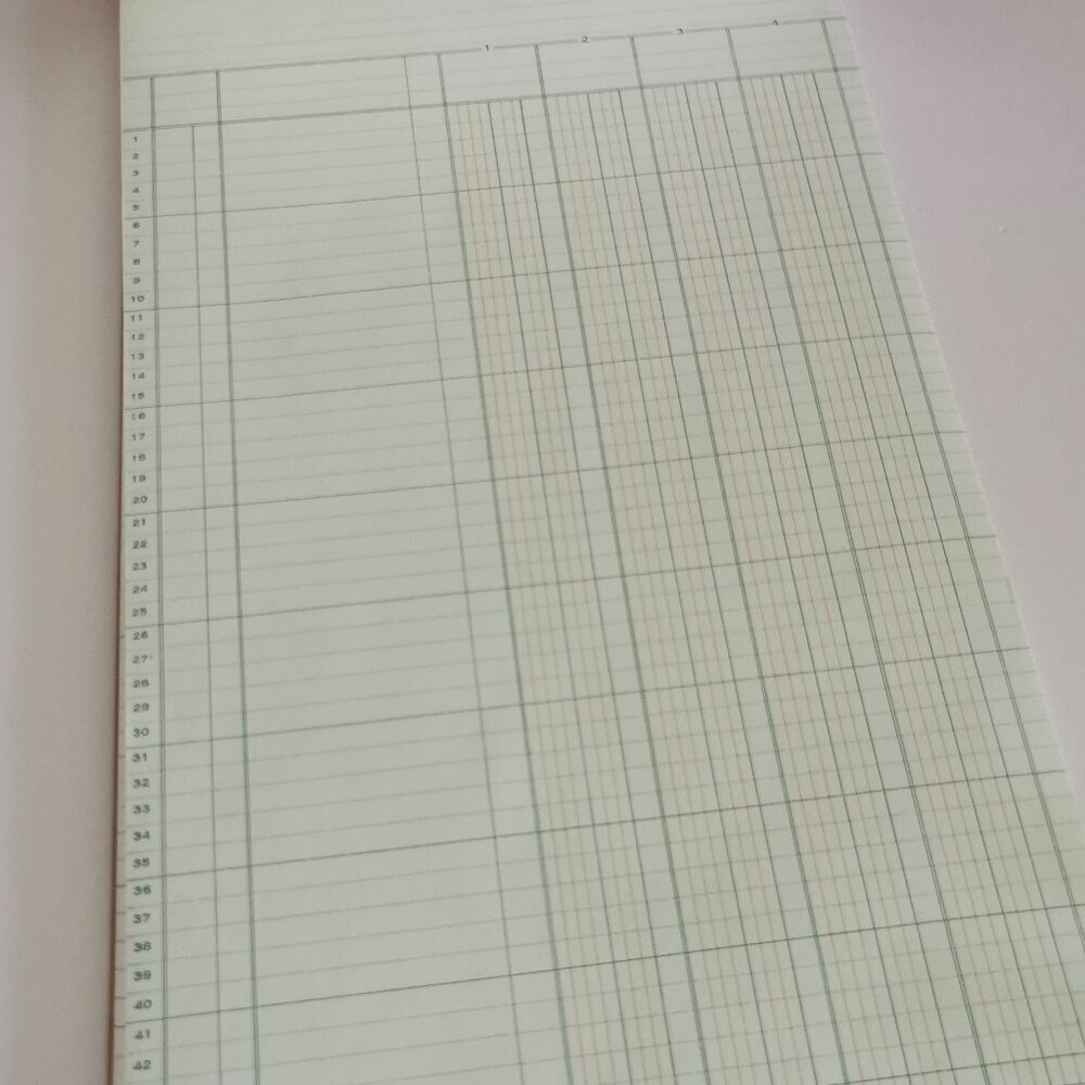 Retro Willson Columnar Pad 100 Sheets 4 Columns 8.5" x 14" Ruled Pad Green Tint